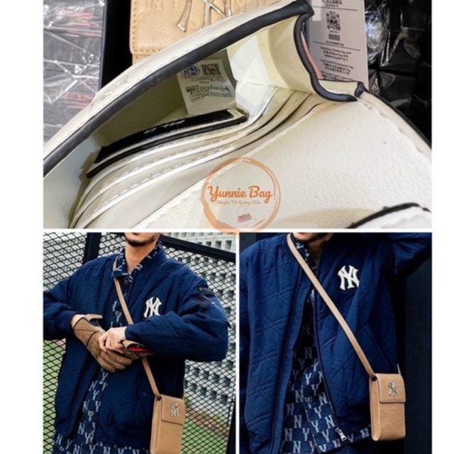 Túi đeo chéo MLB unisex hoạ tiết 3D dập nổi, hàng có sẵn