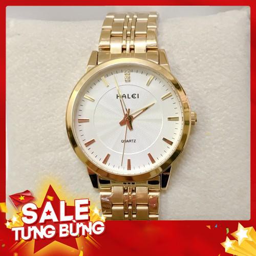 [XẢ KHO] Đồng Hồ Nam HALEI 562 Dây Kim Loại Mặt Trắng Sang Trọng Đẳng Cấp