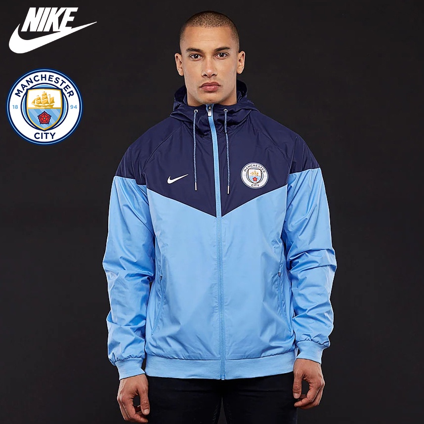 NIKE CHÍNH HÃNG - Áo khoác thể thao nam Nike NSW Manchester City 2018/19 Windrunner Jacket Authentic - Field Blue x Navy