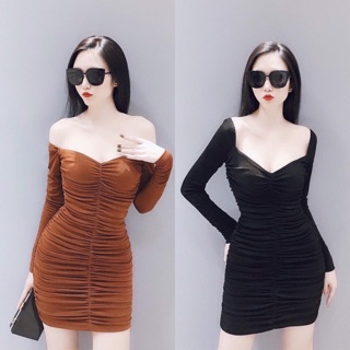 Váy trễ vai rúm 310k váy body sang chảnh  Annastore