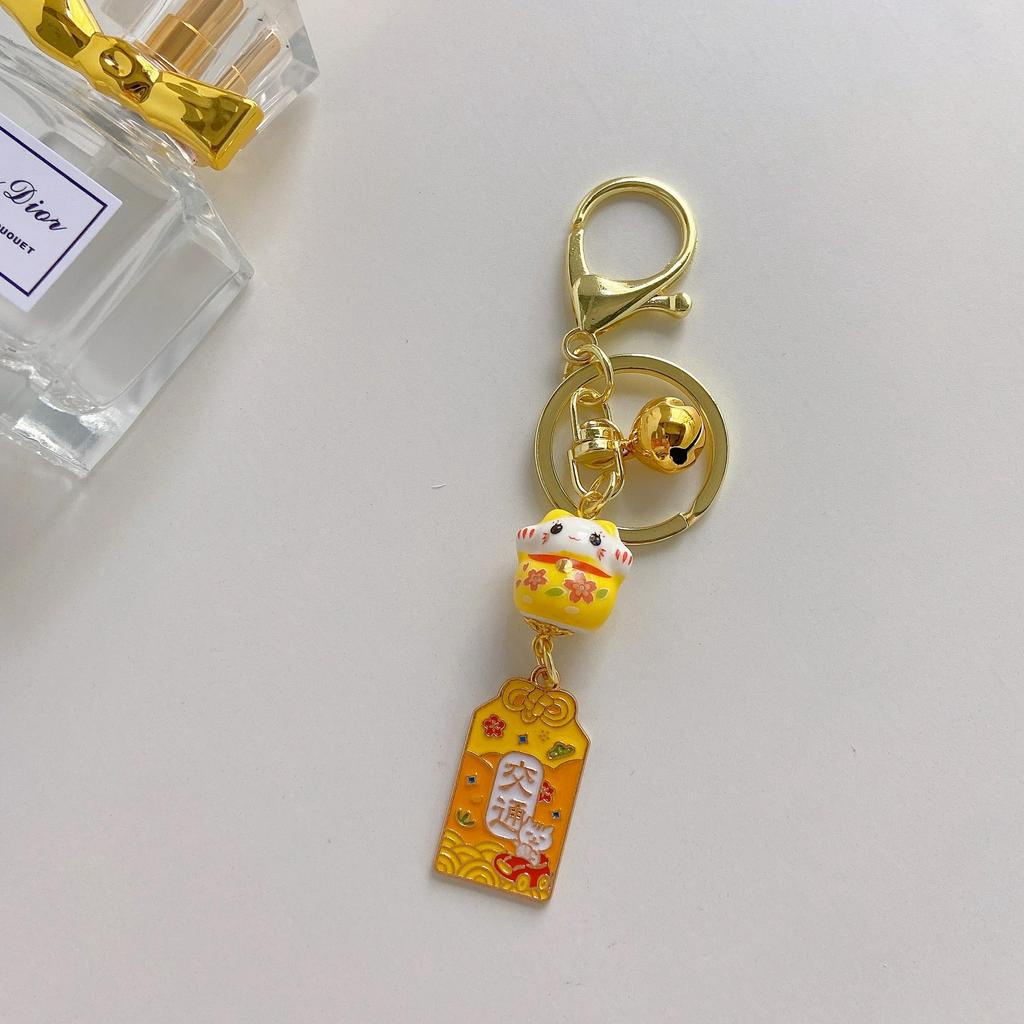 Móc khóa mèo sứ phong thủy nhiều màu, dễ thương, đáng yêu, tài lộc