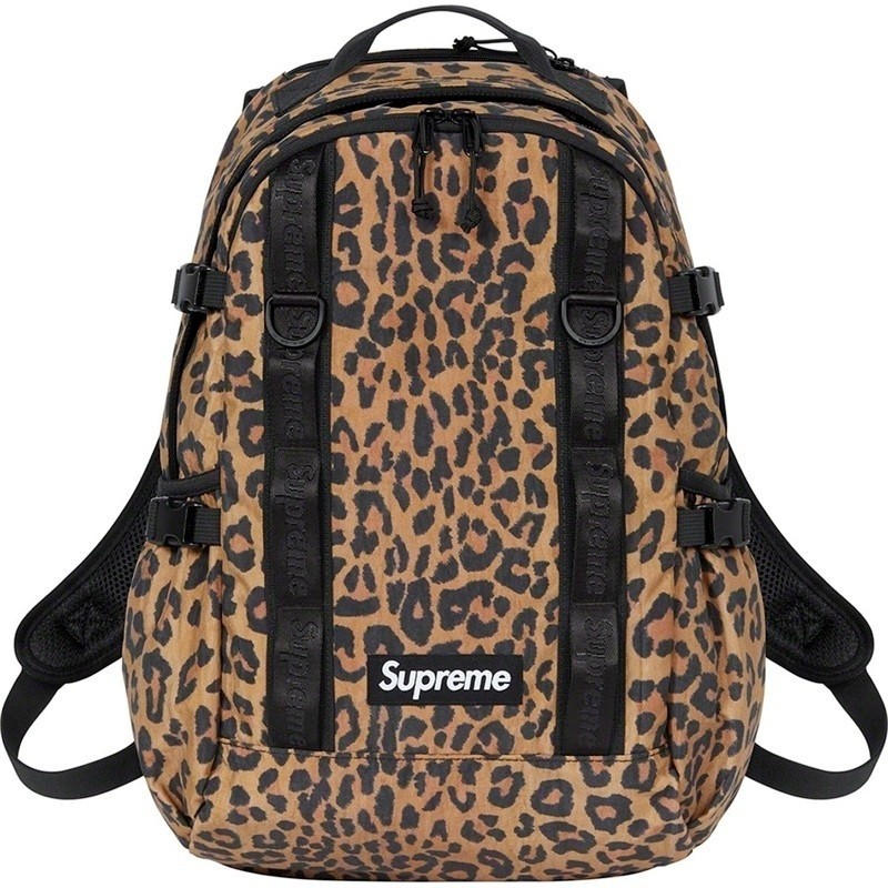 ♚▲●❐✘❇Supreme 20FW week 1 Ba lô mùa mở họa tiết da báo thể thao giải trí nam và nữ