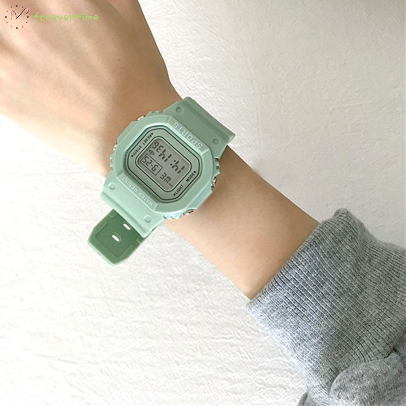 ☞ Phụ kiện trang sức☜ Women Green Digital Watch Girls Student Portable Wrist Watch with Soft Band
