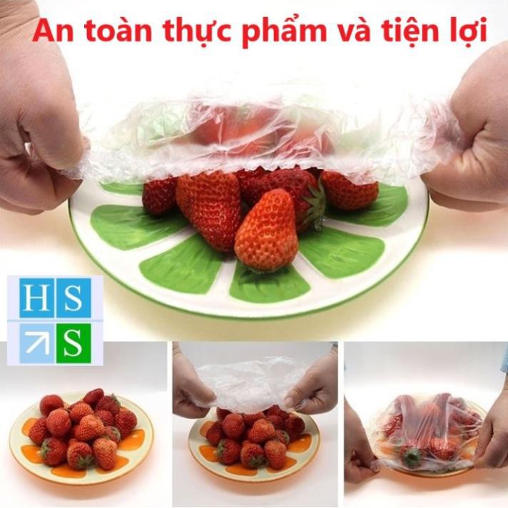 Túi 100 MÀNG BỌC THỰC PHẨM nhựa PE trong suốt an toàn vệ sinh bọc nilong bảo quản trái cây có chun co giãn tiện lợi