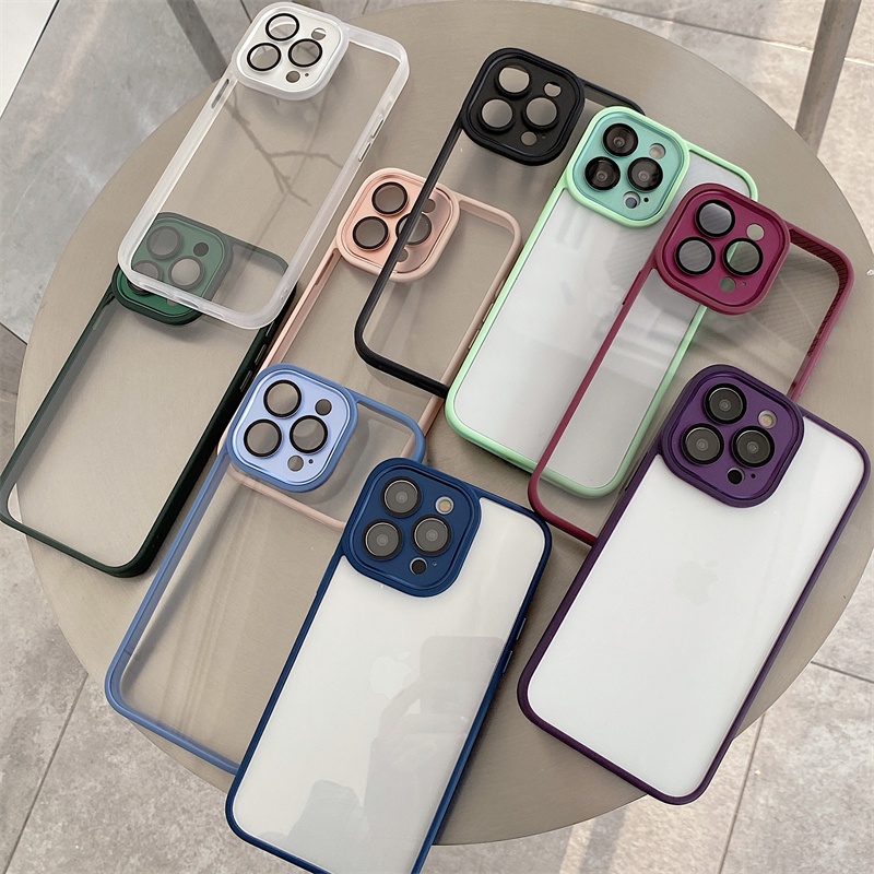 Ốp Điện Thoại Cứng Trong Suốt Chống Sốc Màu Tím Đậm Cho iPhone 14 11 Pro Max 14 Plus ip14pro