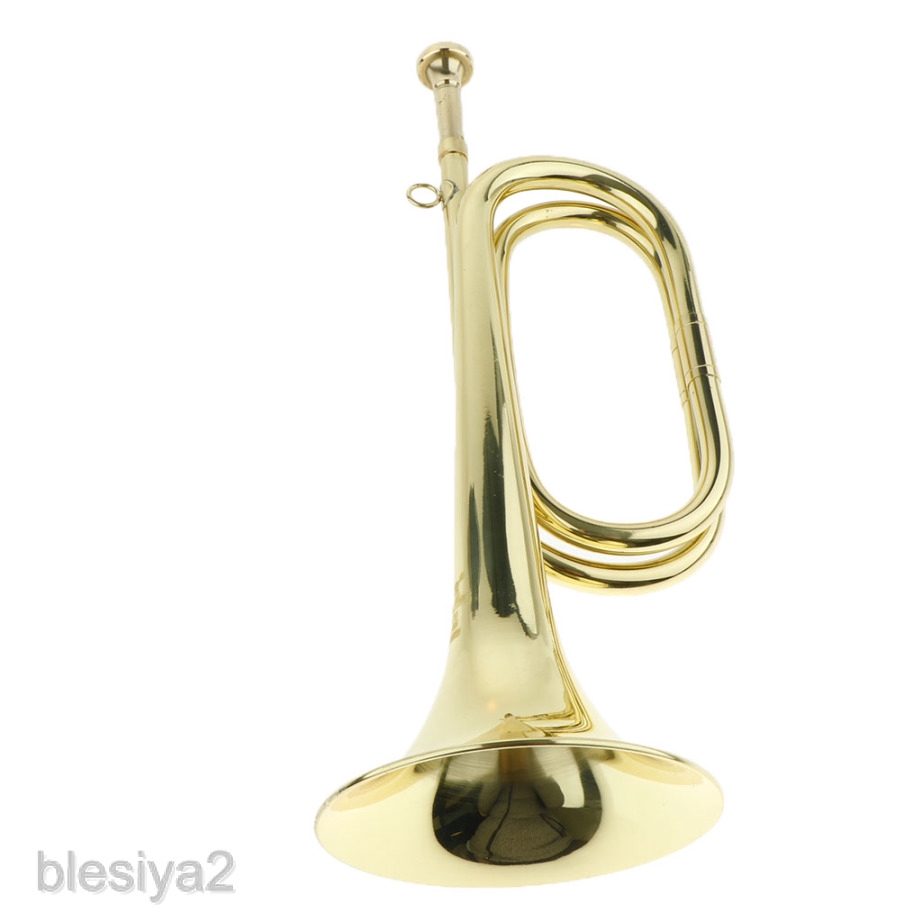 Brass Gold Lacquer Trumpet Bugle for Students Kids Adults 32.5 x 11.5cm