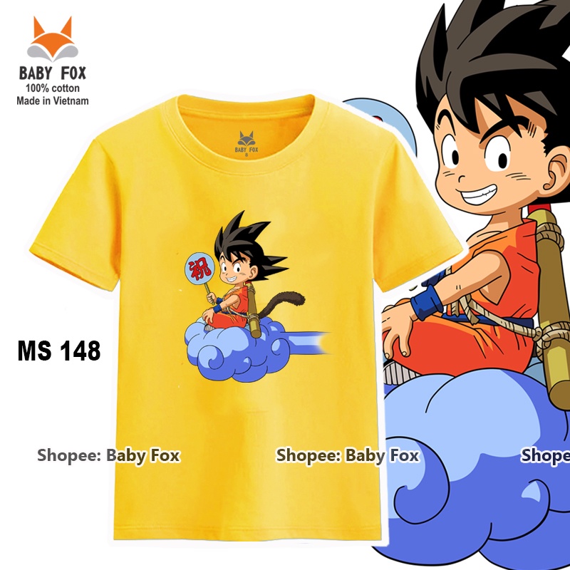 Áo thun bé trai 100% cotton loại tốt, áo phông thương hiệu BABY FOX, hình Dragon Ball, Songoku j