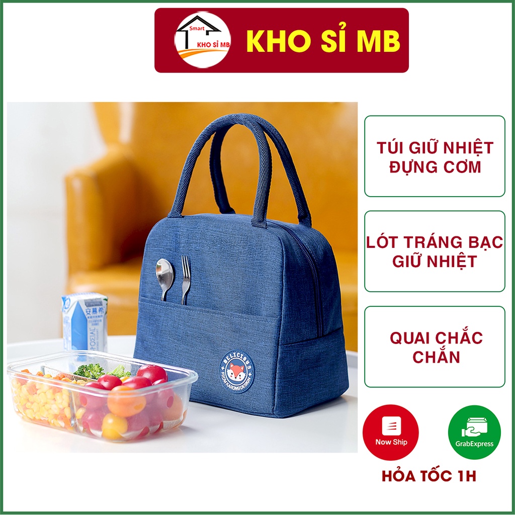 túi giữ nhiệt đựng hộp cơm văn phòng, đồ ăn, có quai xách, chống thấm nước kho sỉ MB