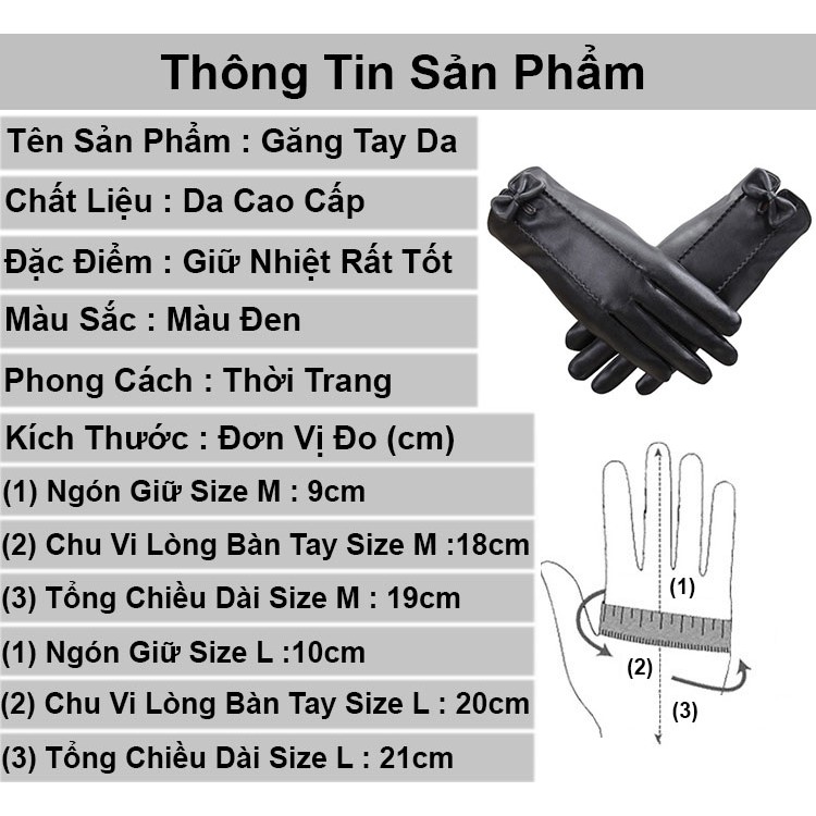 Găng tay da nữ mùa đông cảm ứng lót nỉ giữ ấm cao cấp phong cách bao tay chống nước trẻ trung