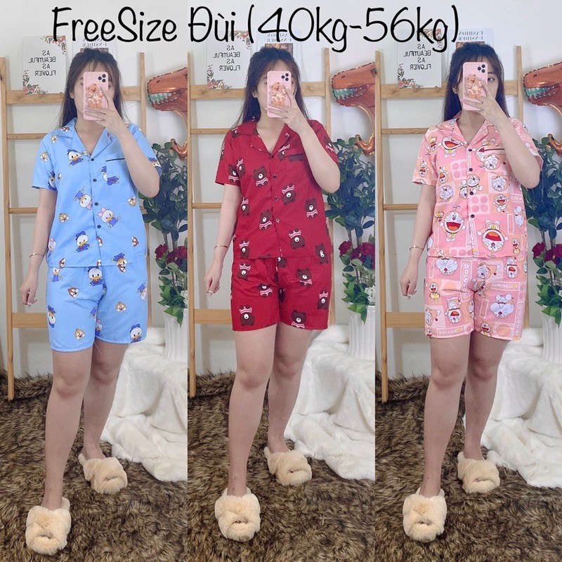 (FreeSize 40kg-57kg) Đồ bộ pijama Kate Đùi _P1 ..