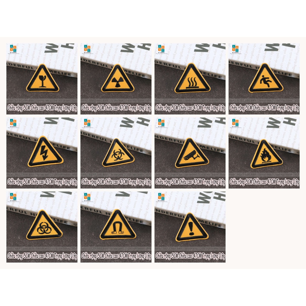 Patch ủi quần áo, Sticker miếng dán đồ phong cách biển cảnh cáo dễ thương, tạo chú ý