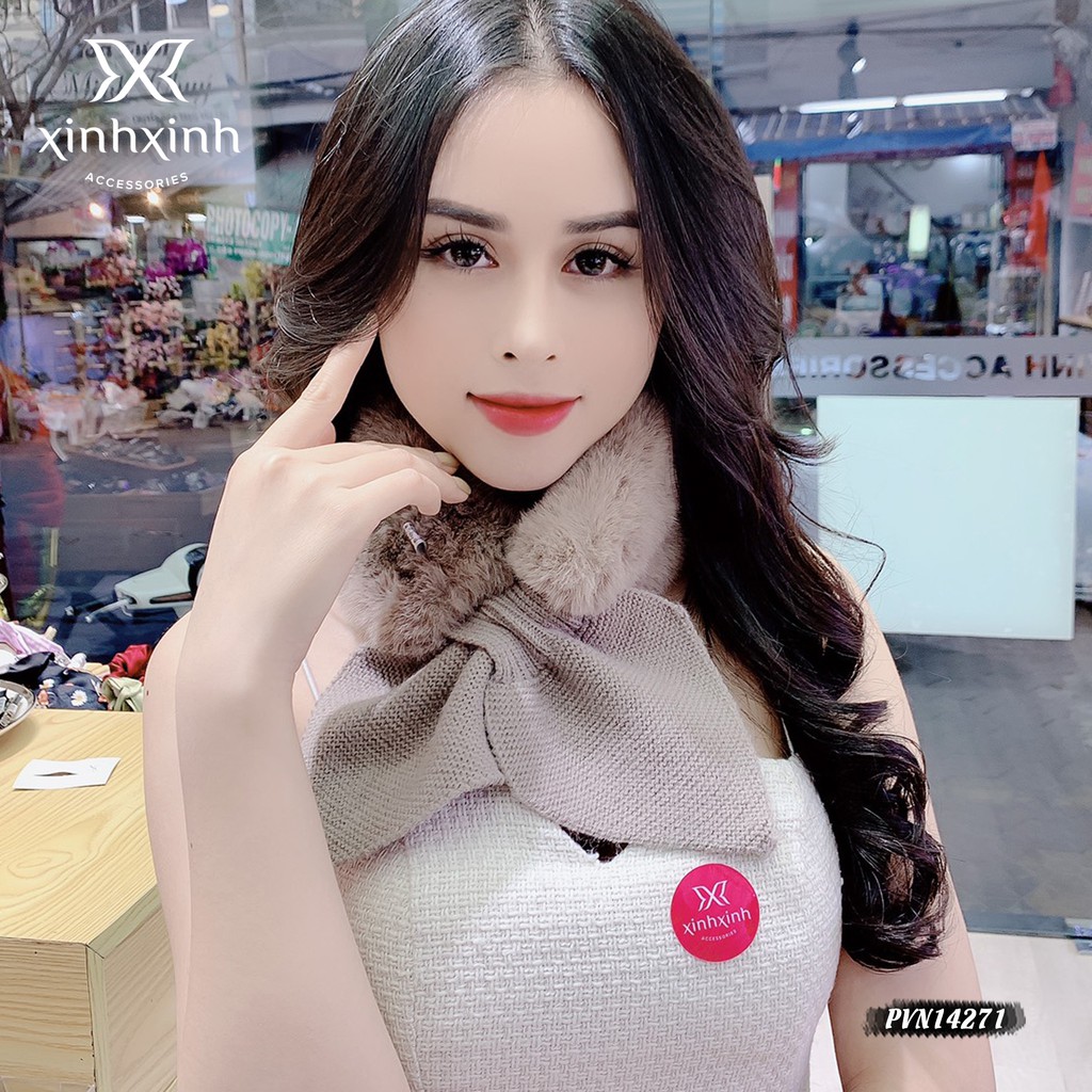 Khăn lông len tim cao cấp cho bạn gái - Xinh Xinh Accessories