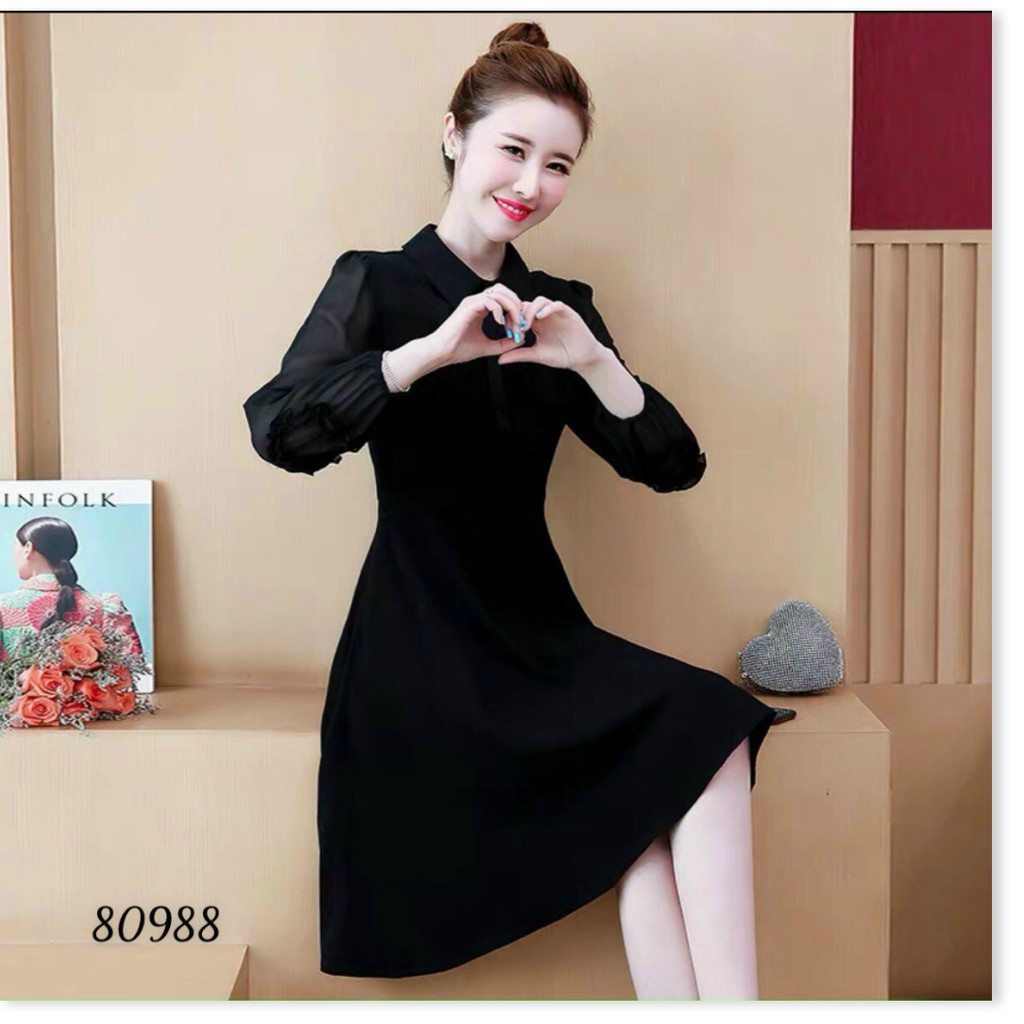 ĐẦM XÒE NỮ CỔ SƠ MI TAY DÀI DỰ TIỆC PHỐI HỢP CÔNG SỞ CỰC SANG TRỌNG CÓ ĐỦ SIZE S M L XL XXL