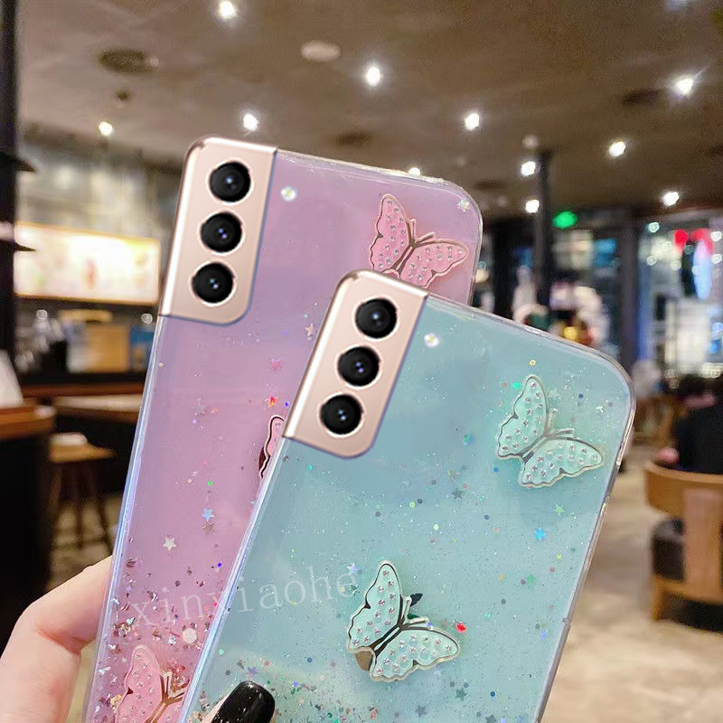 Ốp điện thoại Samsung Galaxy S21 / S21 + S21 Ultra butterfly Soft Transparent Bling Glitter Samsung Galaxy S21 Ultra cover 2021