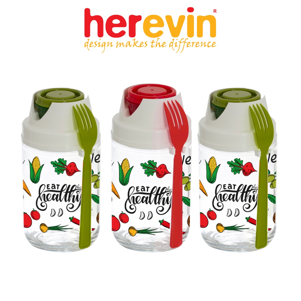 Bộ 3 Hũ Salad Thuỷ Tinh Herevin 660ml - HEHU131614-807