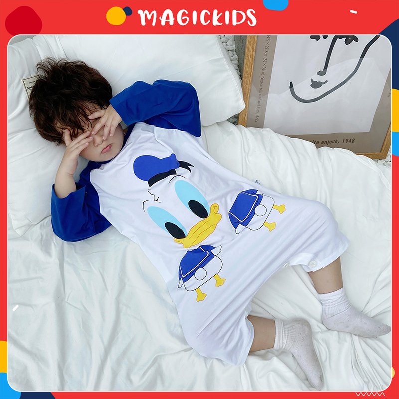 Bộ đồ ngủ dài tay dáng rộng cotton cho bé Magcikids Quần áo bé trai thấm hút mồ hôi Bl21002