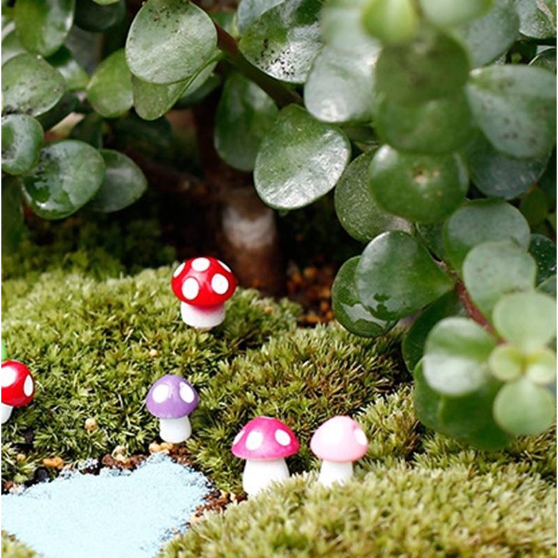 Set 10 mô hình cây nấm mini trang trí sân vườn