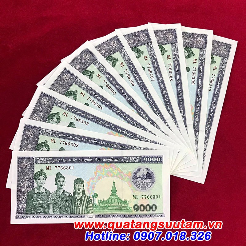 Combo 10 Tờ Tiền Con trâu1000 Kip Lào 2021 (tiền lưu niệm)