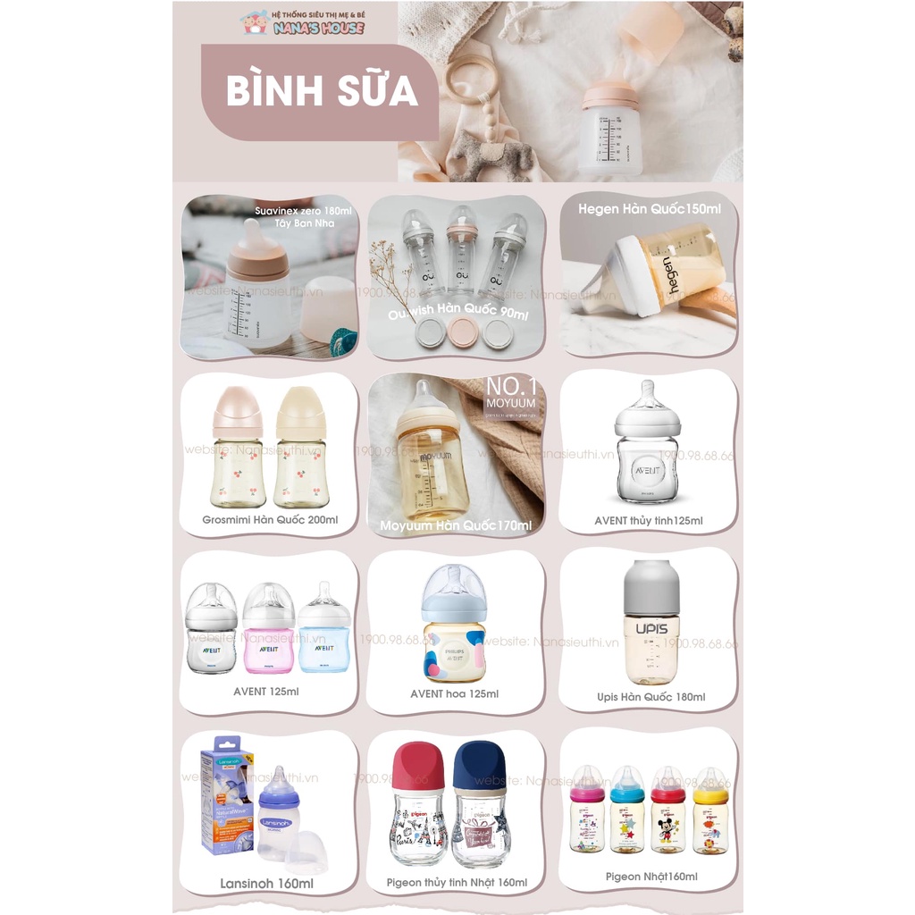 Bình sữa Moyuum Hàn Quốc cho bé size 170ml/270ml shop Nana's House
