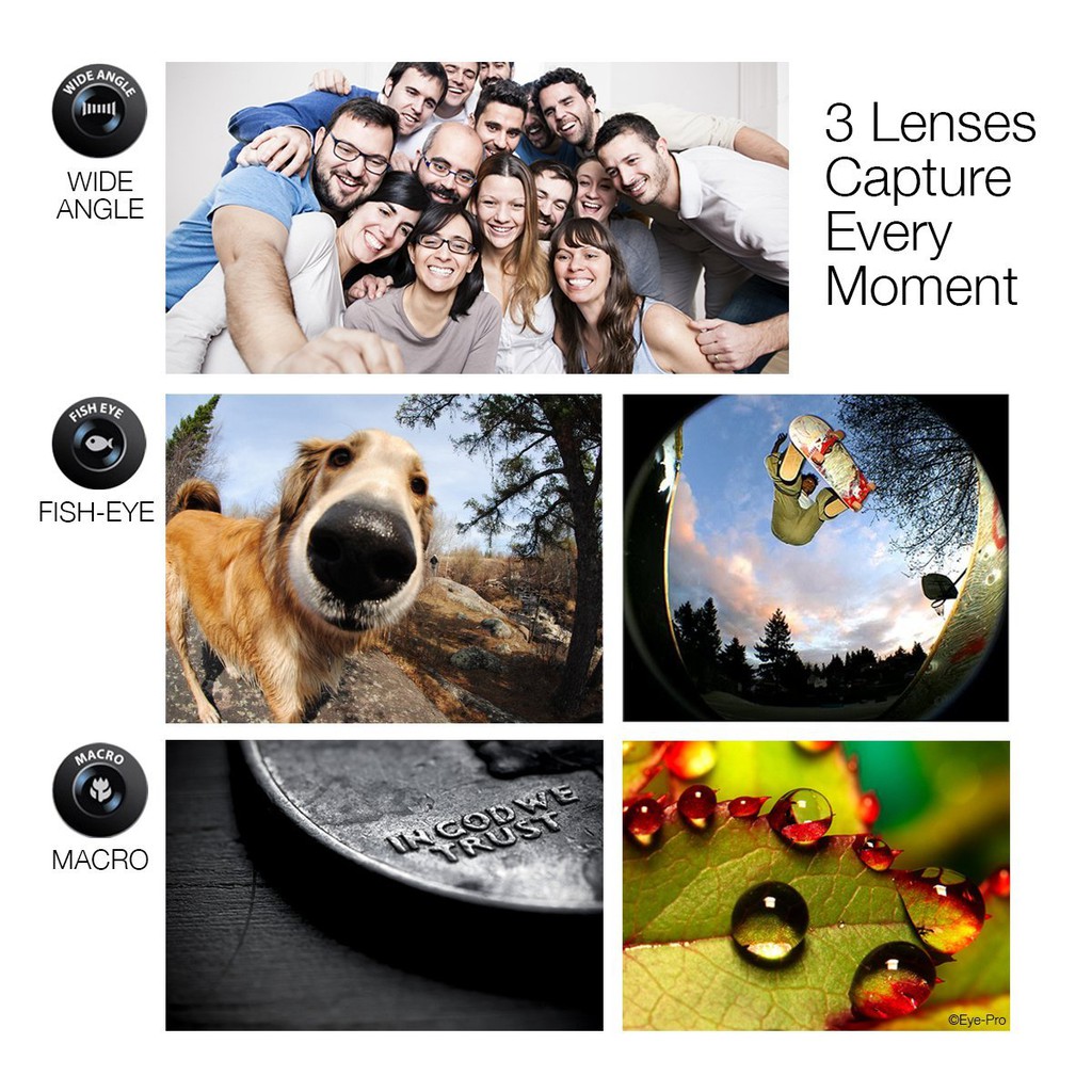 Bộ ống lens điện thoại, ipad 2-in-1, Fish-eye, Macro kèm remote, gậy Selfie, chân tripod,...