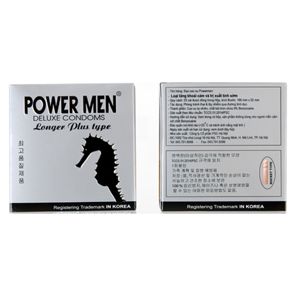 Combo 3 Hộp Bao cao su Powermen gân gai, tăng khoái cảm, kéo dài Hộp 3 chiếc