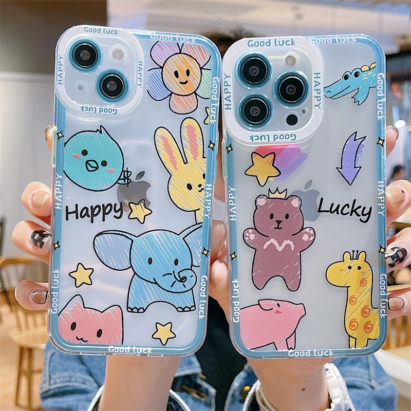 Ốp Điện Thoại Silicone Mềm Trong Suốt Chống Sốc In Hình Thú Hoạt Hình Cho Iphone 12 13 pro/max 11 xs xr xsmax 8plus 7p