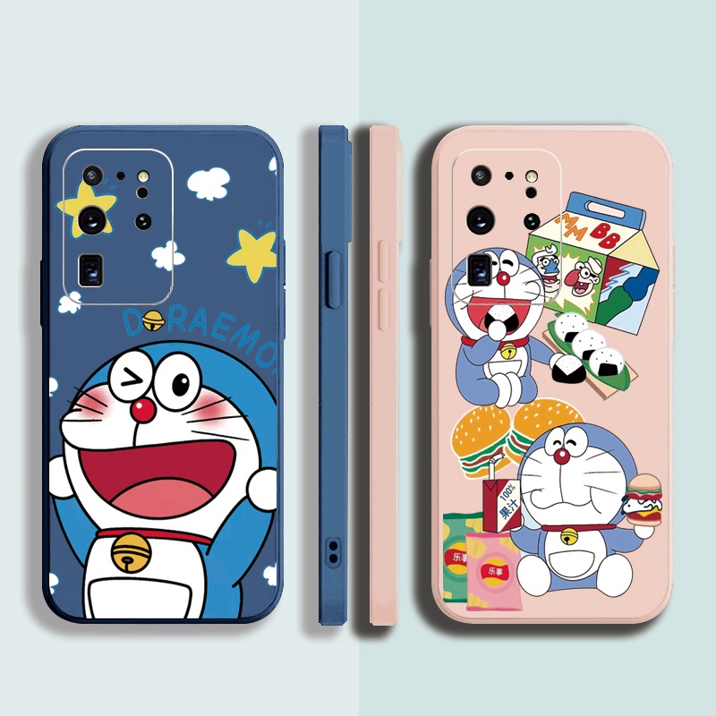 Ốp Điện Thoại Cạnh Vuông In Hình Doraemon Cho Samsung Galaxy S21 Ultra S20 FE S10 Plus A52 5G A72 4G