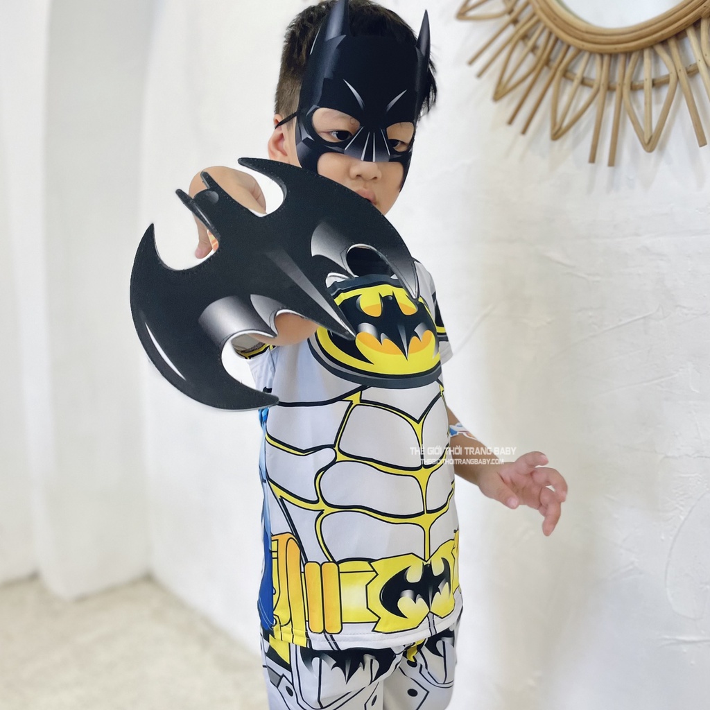 Bộ quần áo siêu nhân batman, siêu nhân người dơi cho bé trai B160 mẫu mới tặng kèm khiên và mặt nạ