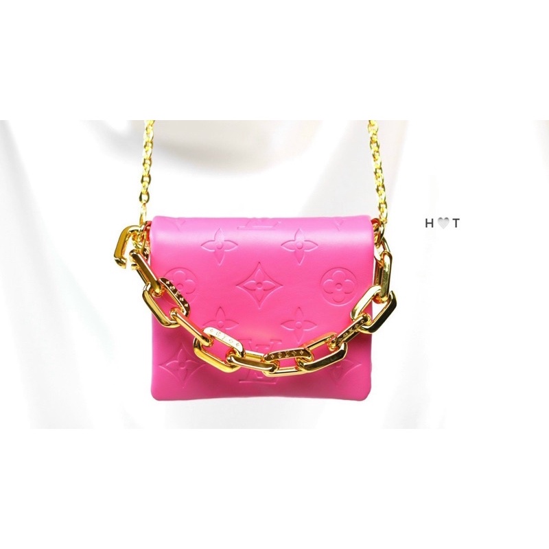 Túi chéo LV hai màu hồng sen và đen fullbox nguyên seal 2 dây size 12cm