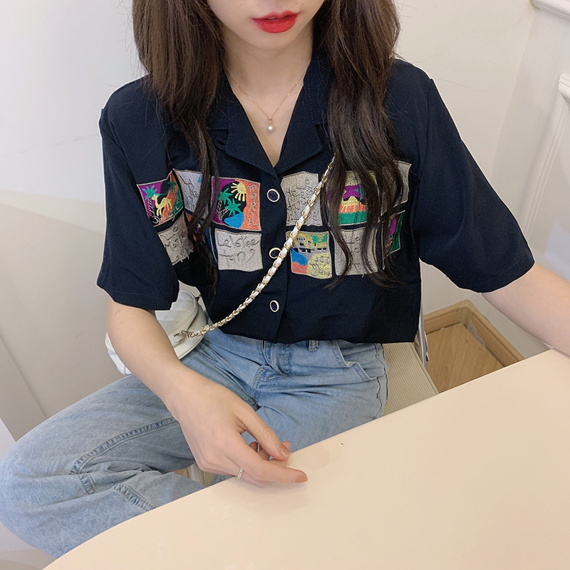 172473 |Màu Đen| Áo Sơ Mi Tay Lửng Thời Trang Cá Tính Trẻ Trung