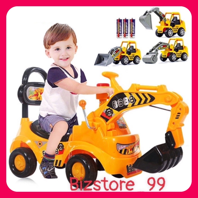 Xe cẩu chòi chân cho bé,Xe máy xúc cho trẻ em ngồi lái ,xe công trình cho bé vui chơi giải chí,cần cẩu đại