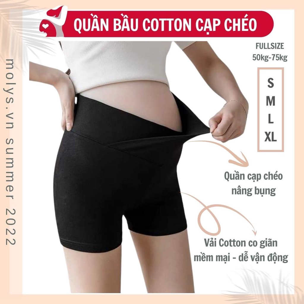 Quần bầu sooc QBS159 quần chỉnh chun nâng đỡ bụng chất umi co giãn dễ vận động đủ size đến 68kg