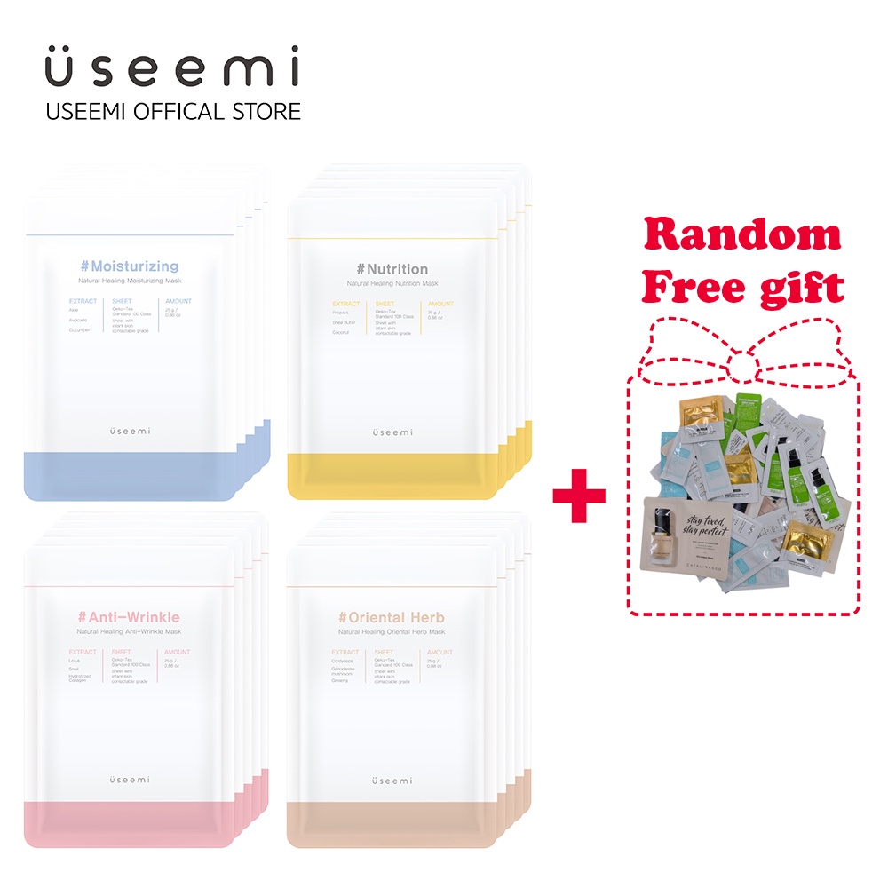 Set Trọn Bộ 20 Mặt Nạ USEEMI Gồm 4 loại Mặt Nạ Dưỡng Da (Thảo Mộc, Cấp Ẩm, Chống Lão Hóa, Dưỡng Ẩm) 25g/miếng