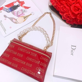 Ví Dior - Màu đỏ đính chữ ( Hàng Chính Hãng )