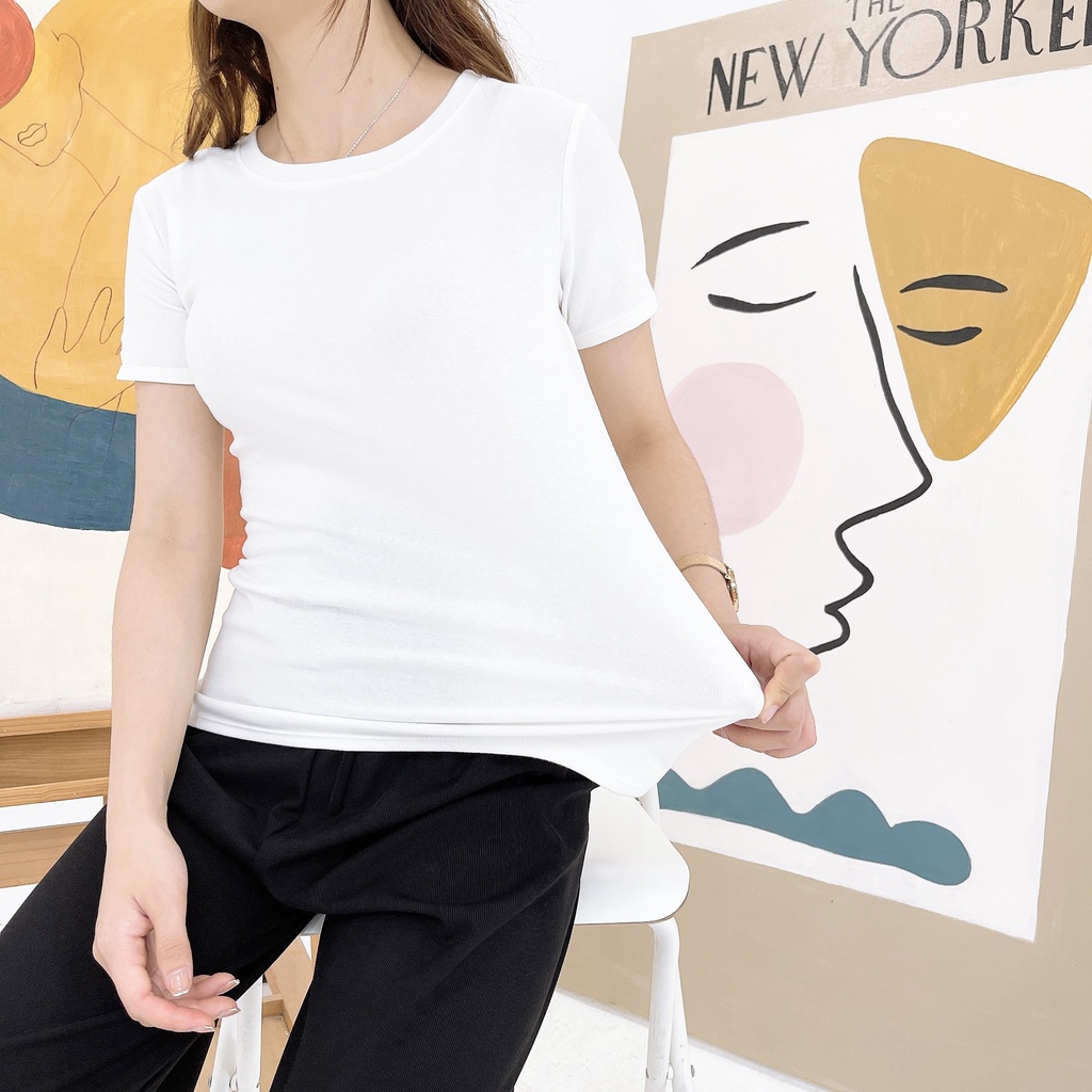 Áo thun trơn cổ tròn IMES shop chất liệu co giãn 4 chiều siêu đẹp.