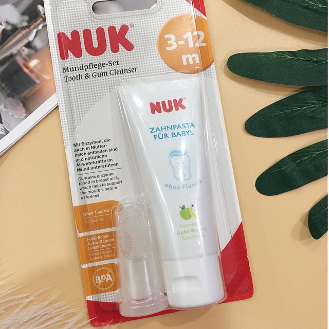 SET KEM ĐÁNH RĂNG VÀ BÀN CHẢI SILICON NUK ĐỨC-TẠM BIỆT TƯA LƯỠI, NANH SỮA