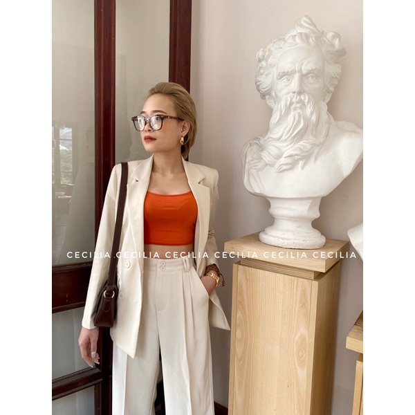 Áo blazer nữ dài tay 2 lớp CECILIA Design thiết kế AZURA (ảnh thật), khoác vest form suông có lót, đệm vai, dài qua mông | BigBuy360 - bigbuy360.vn