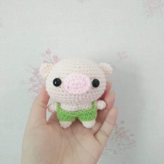 Móc khoá bé heo bằng len