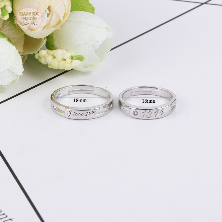 Nhẫn đôi nam nữ &quot;I love you&quot; và &quot;1314&quot;, bạc Ý 925, cực xinh NC02