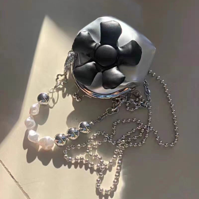 Túi Đựng Tai Nghe Mini Phối Dây Xích Họa Tiết Hoa Xinh Xắn Thời Trang 2022 y2k