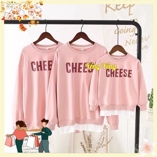 Abe98 - áo đôi hồng cheese bèo gấu trắng cho mẹ và bé
