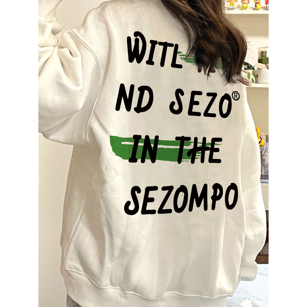 Áo sweater SELVZE cổ tròn dáng rộng in họa tiết phong cách Mỹ vintage cá tính thời trang dành cho nữ
