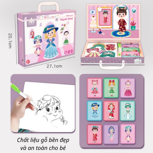 Bộ đồ chơi xếp, ghép hình nhà thiết kế thời trang bằng gỗ cho bé gái 3 4 5 6 7 8 9 10 tuổi. Đồ chơi cho trẻ em, trẻ con