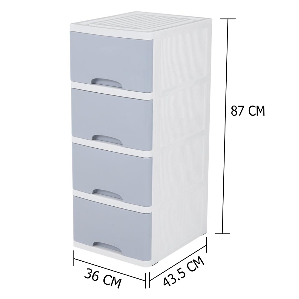 HomeBase STACKO Tủ nhựa 4 tầng KS-514G Thái Lan W36xH87xD43.5cm màu trắng/xanh dương
