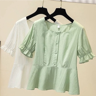 Áo Bigsize Nữ Mập Fashion Áo Kiểu Bigsize Cổ Vuông 2 Màu Kiểu Dáng Trẻ Trung Thoải Mái Đủ size 50-90kg AO0011-12