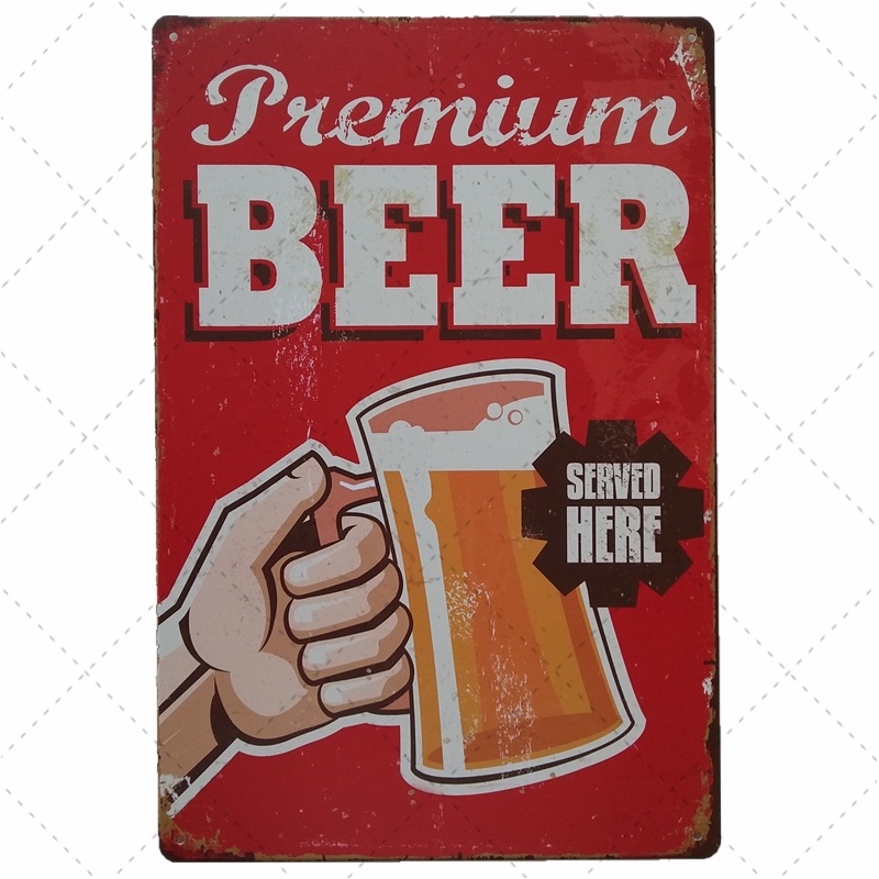30x40cm Tranh thiếc chủ đề BIA trang trí tường quán beer, quán nhậu, quán bar