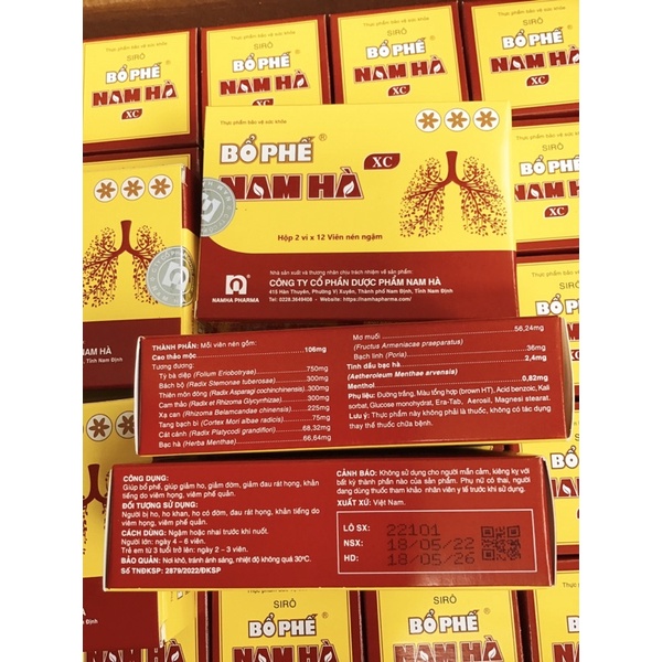 Bổ Phế Nam Hà XC giúp giảm ho, đờm, đau rát họng.