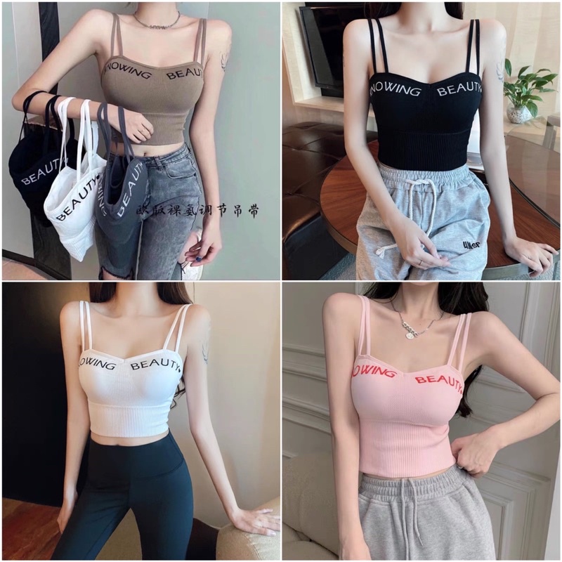 Áo Bra Nữ Dây Kép Cúp Ngực Dáng Lửng Có Đệm Ngực Trend Mới 829