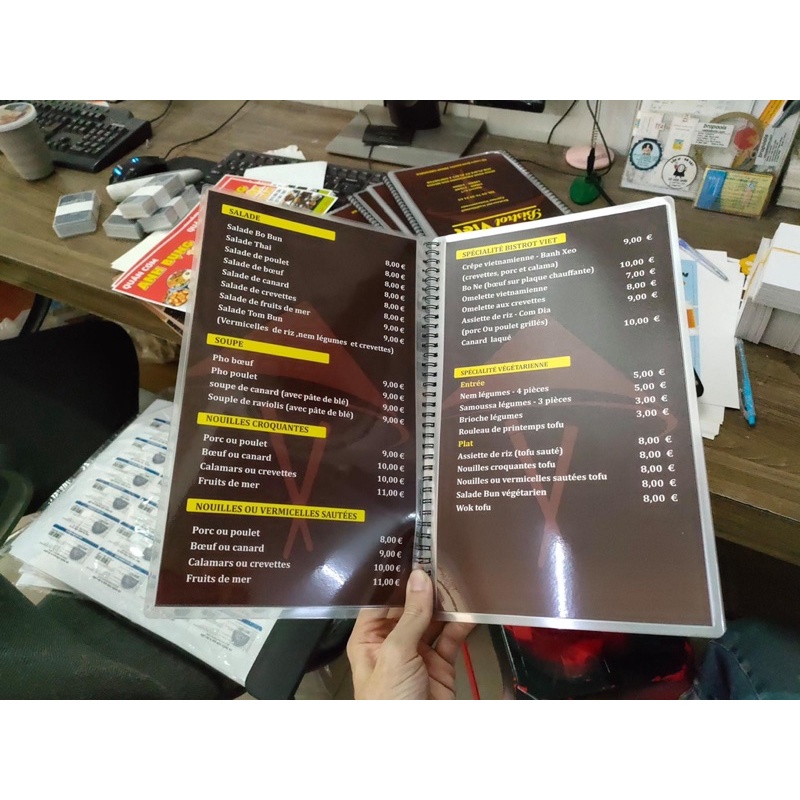 In Menu quán ăn, menu dịch vụ spa, menu quán trà sữa c300 ép Plastic có hàng luôn trong ngày