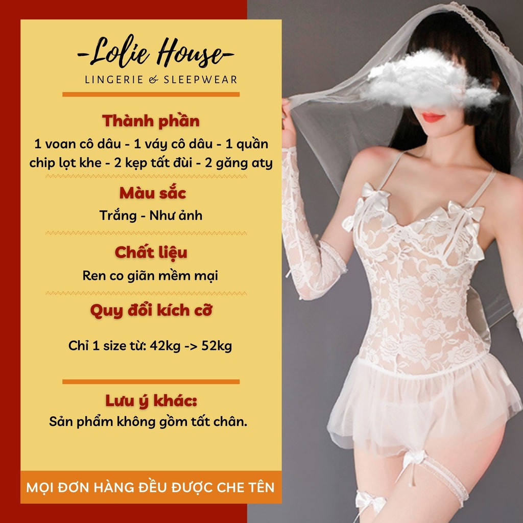 Cosplay Cô dâu - Set váy ngủ cosplay cô dâu 7 chi tiết LOLIE HOUSE - CP1